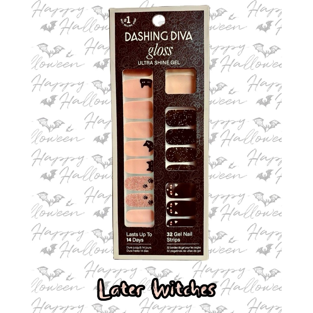 Dashing Diva Gloss Ultra Shine 32 Gel Nail Strips~Later Witches Halloween/Cats